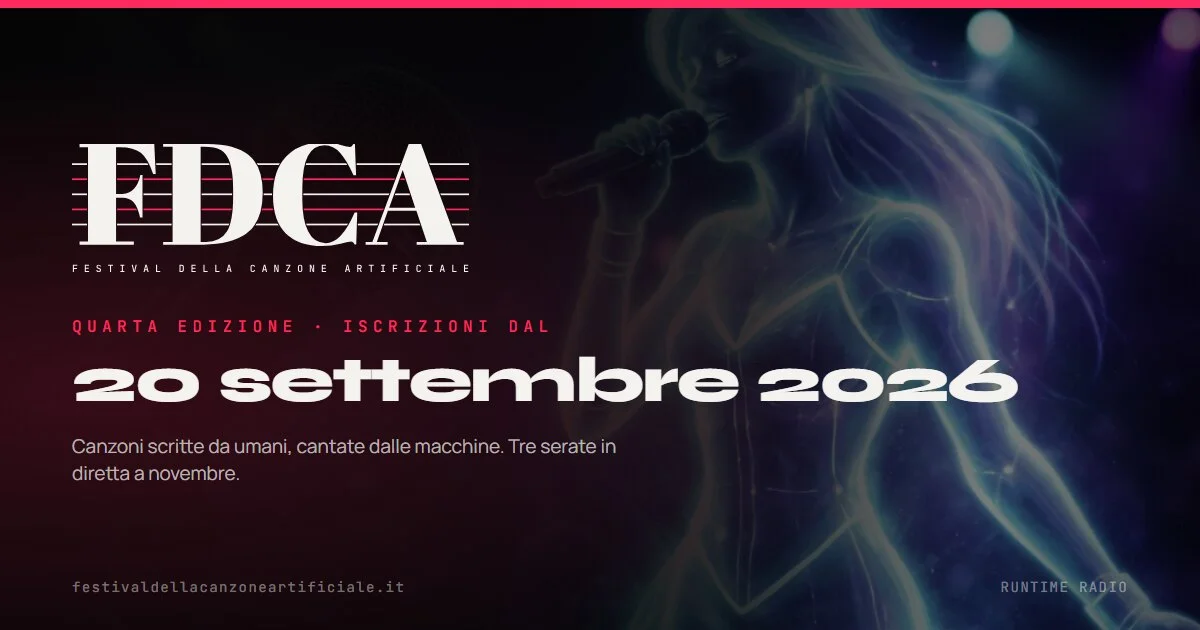 Immagine di apertura: Il Festival della Canzone Artificiale torna: iscrizioni dal 20 settembre